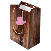 素朴な国の女性のカーボーイのブーツ及び帽子の納屋木板 ミディアムペーパーバッグ (裏面アングル)