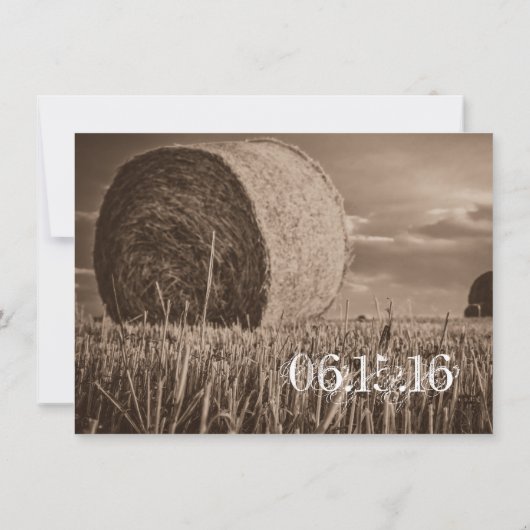 素朴な国の干し草ベール田園結婚式招待状 招待状 (裏面)