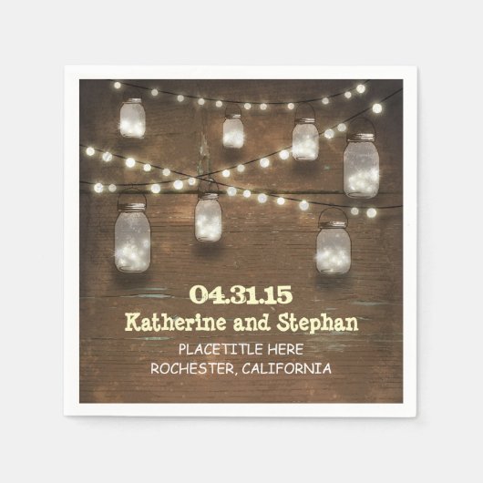 素朴な国の文字列のライトメイソンのナプキン スタンダードカクテルナプキン (正面)