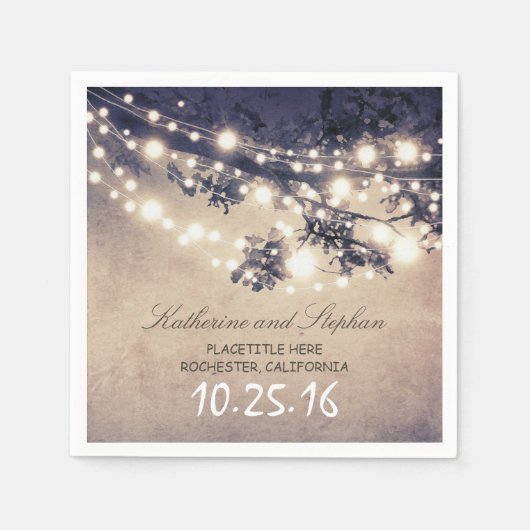 素朴な国の文字列ライトブルー紙ナプキン スタンダードカクテルナプキン (正面)