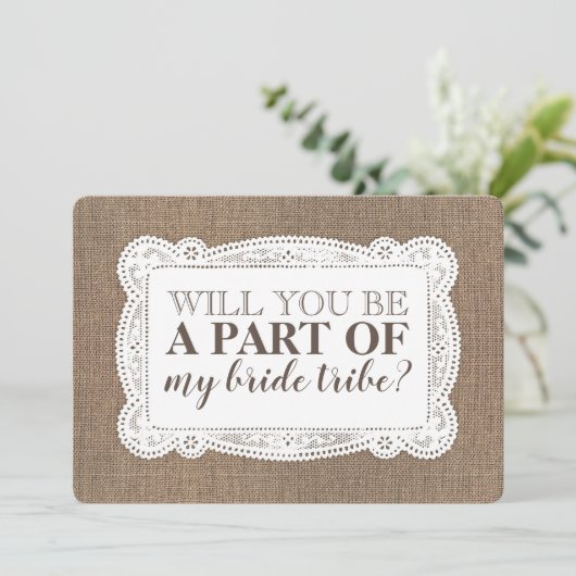 素朴な国の新婦付添人/メイド・オブ・オーナー（花嫁付き添い人）の提案 招待状 (スタンド正面)