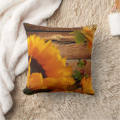 素朴な国の秋のヒマワリの蝶群葉 クッション (ブランケット)