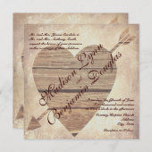 素朴な国の納屋の木製のハートの結婚式招待状 招待状 (正面/裏面)