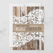 素朴な国の納屋の木製のレースのベビーシャワー 招待状 (裏面)