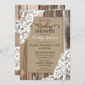 素朴な国の納屋の木製のレースのベビーシャワー 招待状 (正面/裏面)