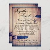 素朴な国の納屋の木製の掛け金の結婚式招待状 招待状 (正面/裏面)