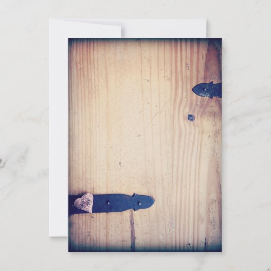 素朴な国の納屋の木製の掛け金の結婚式招待状 招待状 (裏面)