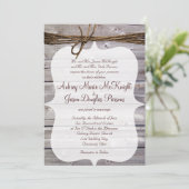 素朴な国の納屋の木製の麻ひもの結婚式招待状 招待状 (スタンド正面)