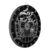 素朴な国の納屋の結婚披露宴の狩りのカップル ダーツボード (正面左)