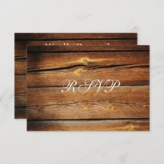 素朴な国の納屋木製の結婚RSVPのカード 出欠カード (正面/裏面)