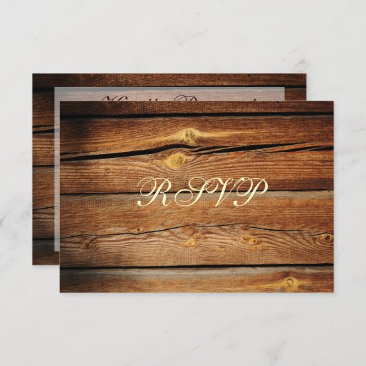 素朴な国の納屋木製の結婚RSVPのカード 出欠カード (正面/裏面)