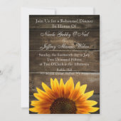 素朴な国の結婚式のヒマワリのリハーサルの夕食 招待状 (正面)