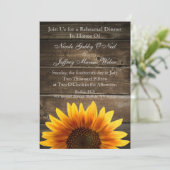 素朴な国の結婚式のヒマワリのリハーサルの夕食 招待状 (スタンド正面)