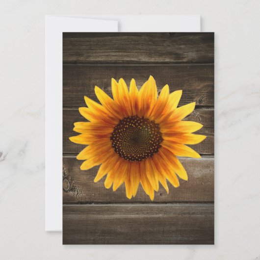 素朴な国の結婚式のヒマワリのリハーサルの夕食 招待状 (裏面)