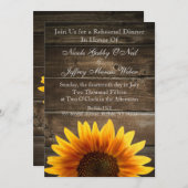 素朴な国の結婚式のヒマワリのリハーサルの夕食 招待状 (正面/裏面)