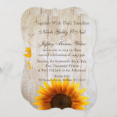 素朴な国の結婚式の木製のヒマワリの招待状 招待状 (正面/裏面)