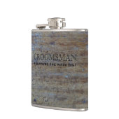 素朴な国の結婚式木|おもしろいな花婿の付添人 フラスク (左)