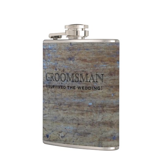 素朴な国の結婚式木|おもしろいな花婿の付添人 フラスク (左)
