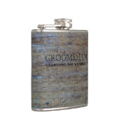 素朴な国の結婚式木|おもしろいな花婿の付添人 フラスク (右)