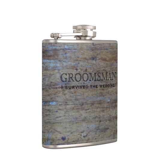 素朴な国の結婚式木|おもしろいな花婿の付添人 フラスク (右)