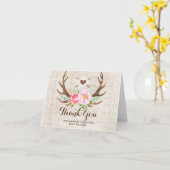 素朴な国の花の(雄ジカの)枝角の結婚は感謝していしています カード (黄色い花)