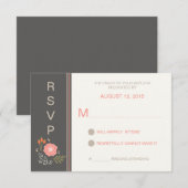 素朴な国の花柄RSVP 出欠カード (正面/裏面)