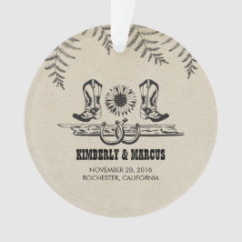 素朴な国の西部の納屋の結婚式 オーナメント