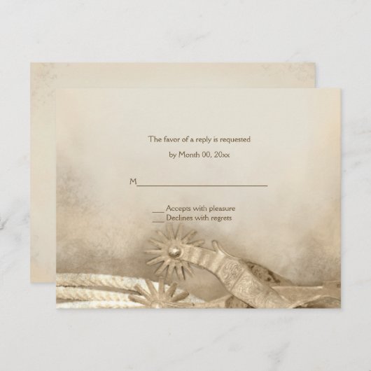 素朴な国の西部の結婚式の応答カード 出欠カード (正面/裏面)