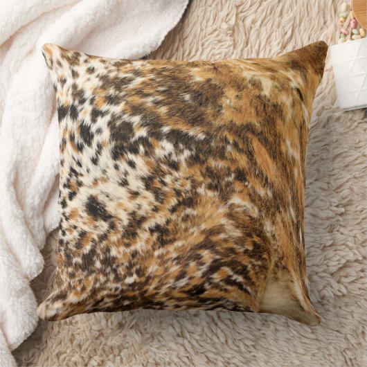 素朴な国の西部の長角牛牛毛皮のプリント クッション (ブランケット)