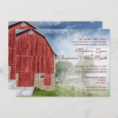 素朴な国の赤い納屋の農場の結婚式招待状 招待状 (正面/裏面)