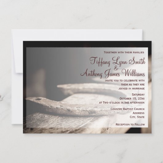 素朴な国の蹄鉄のカウボーイの結婚式の招待 招待状 (裏面)