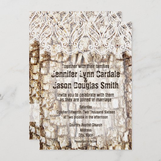 素朴な国の迷彩柄の狩りの結婚式招待状 招待状 (正面/裏面)