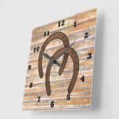 素朴な国の馬は装飾の時計に蹄鉄を打ちます スクエア壁時計 (傾斜)