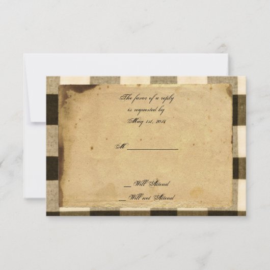 素朴な国の黒のセピア色は応答カードを点検します 出欠カード (正面)