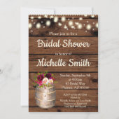 素朴な国のBohoバーガンディのバレルのブライダルシャワー 招待状 (正面)