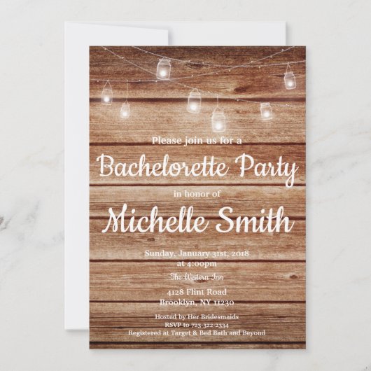 素朴な国ぶら下がったなライトバチェロレッテ 招待状 (正面)