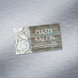 素朴な国エレガントのホワイトレースブルーの納屋の木 マグネット名刺