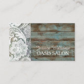 素朴な国エレガントのホワイトレースブルーの納屋の木 名刺 (正面)