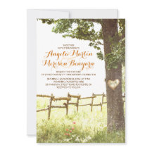 素朴な国ハートツリー結婚式招待状