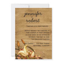 素朴な国ユリの水彩画の結婚式招待状