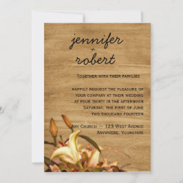 素朴な国ユリの水彩画の結婚式招待状 招待状