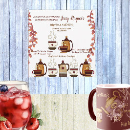 素朴な土鍋の午後の紅茶パーティー ブライダルシャワー 招待状