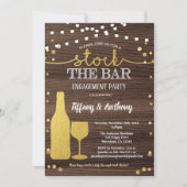 素朴な在庫バーの婚約パーティの金ゴールド 招待状 (正面)