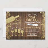 素朴な在庫バーの婚約パーティの金ゴールド 招待状 (正面)