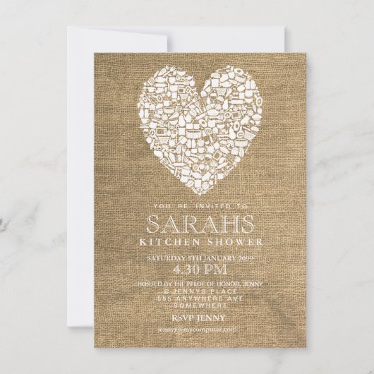 素朴な在庫台所ブライダルシャワーのパーティー 招待状 (正面)
