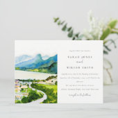 素朴な地方湖村の風景 ウェディング 招待状 (スタンド正面)