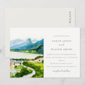 素朴な地方湖村の風景 ウェディング 招待状 (正面/裏面)
