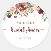 素朴な夏の花のウェディングシャワーのお礼品 ラウンドシール (正面)