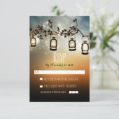 素朴な夜は- RSVPカードを結婚するランタンをつけます 出欠カード (スタンド正面)