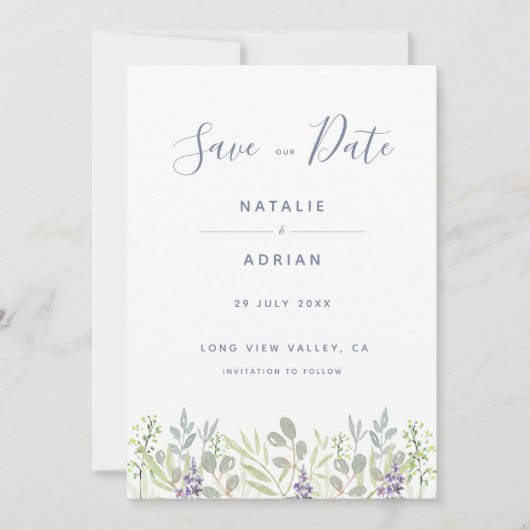 素朴な夢見るような地方のオリーブローズマリー セーブザデート (正面)